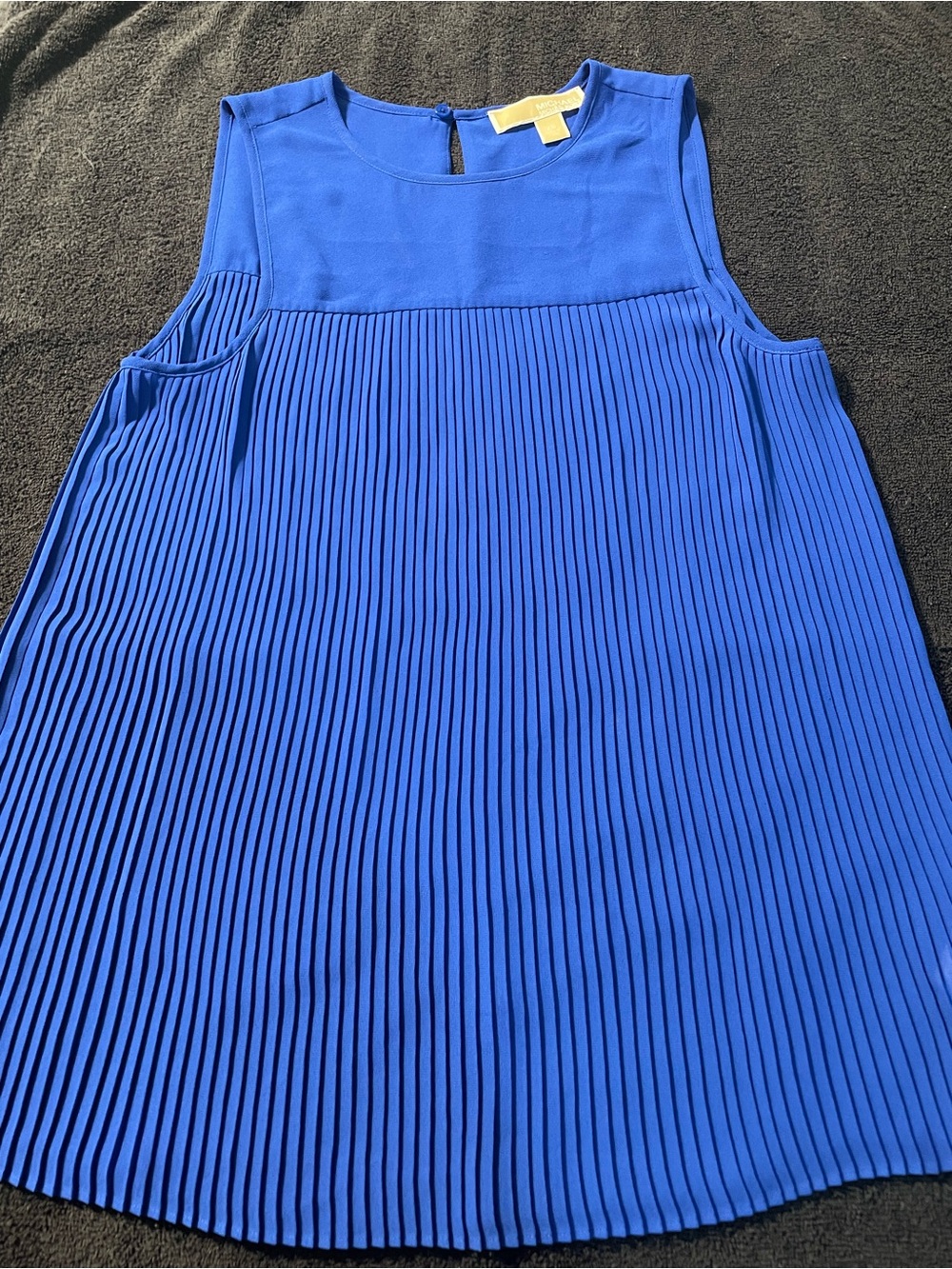 Michael Kors Royal Blue Pleated Sleeveless Shift Dress